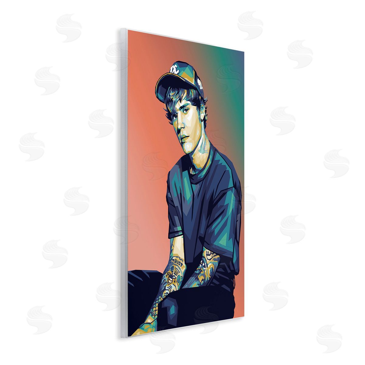 Birch & Ink Justin Portrait with Hat Wooden Wall Plaque Art Print