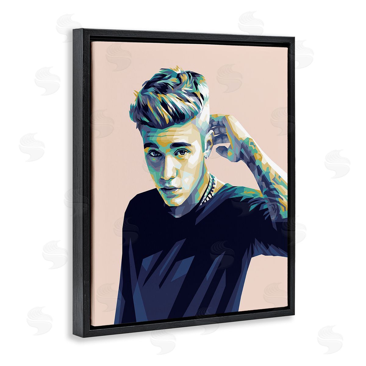Birch & Ink Justin with Subtle Hues Black Floating Frame Canvas Wall Art Print