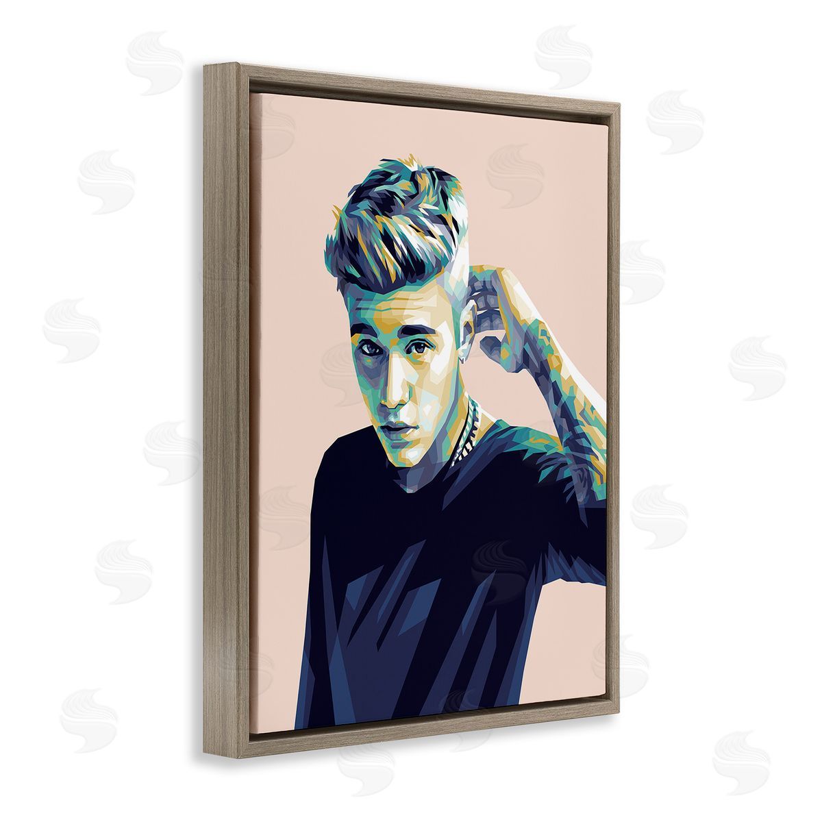 Birch & Ink Justin with Subtle Hues Brown Floating Frame Canvas Wall Art Print
