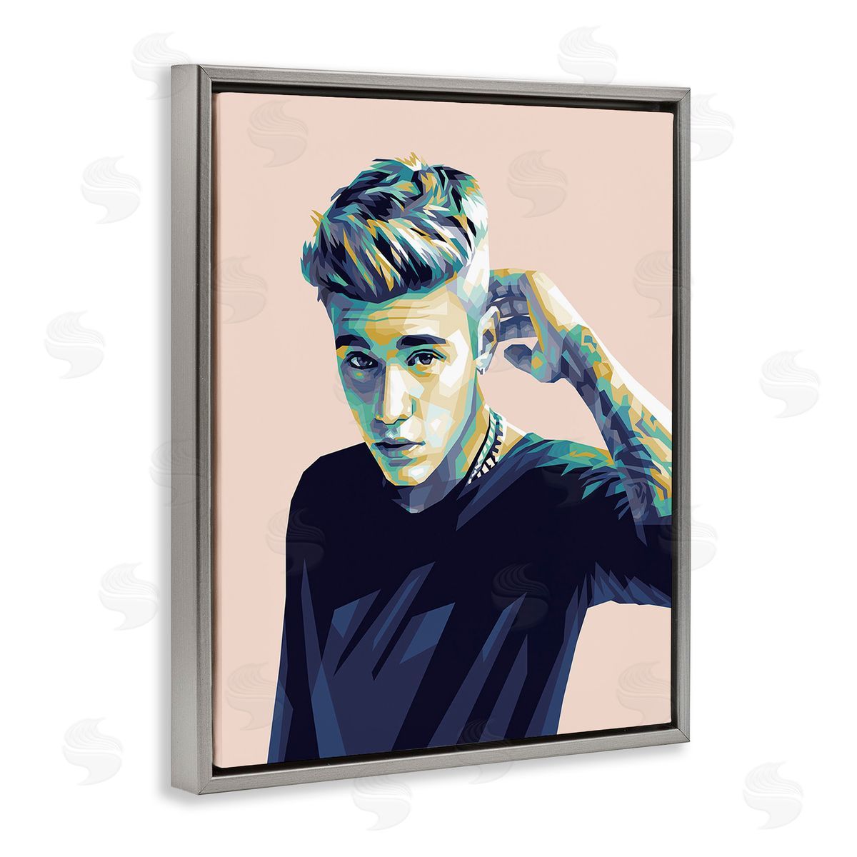 Birch & Ink Justin with Subtle Hues Gray Floating Frame Canvas Wall Art Print