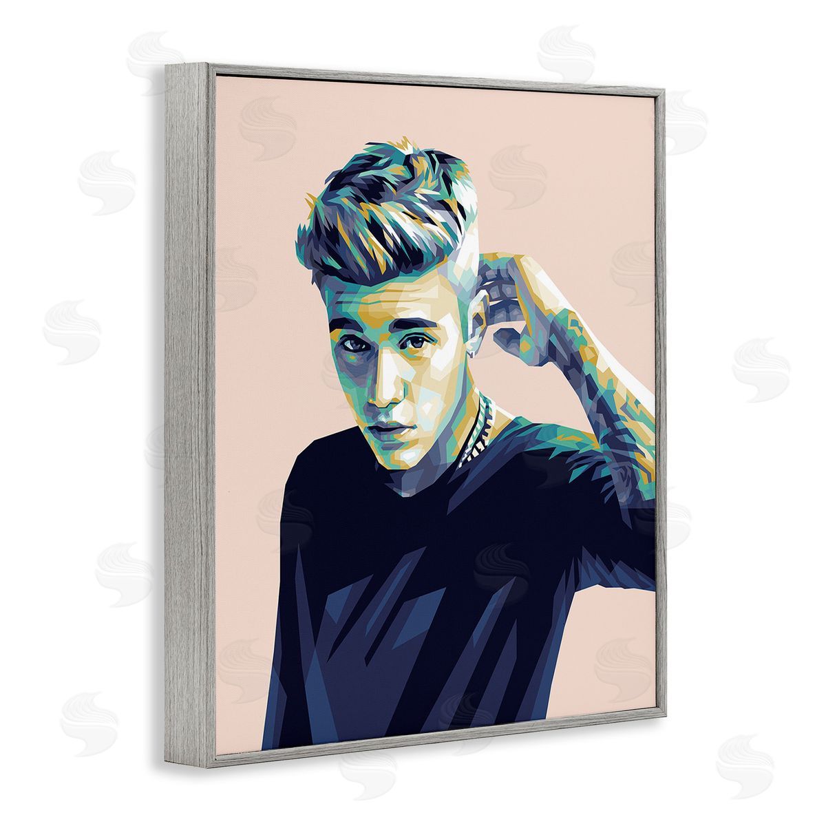 Birch & Ink Justin with Subtle Hues Gray Framed Giclee Wall Art Print