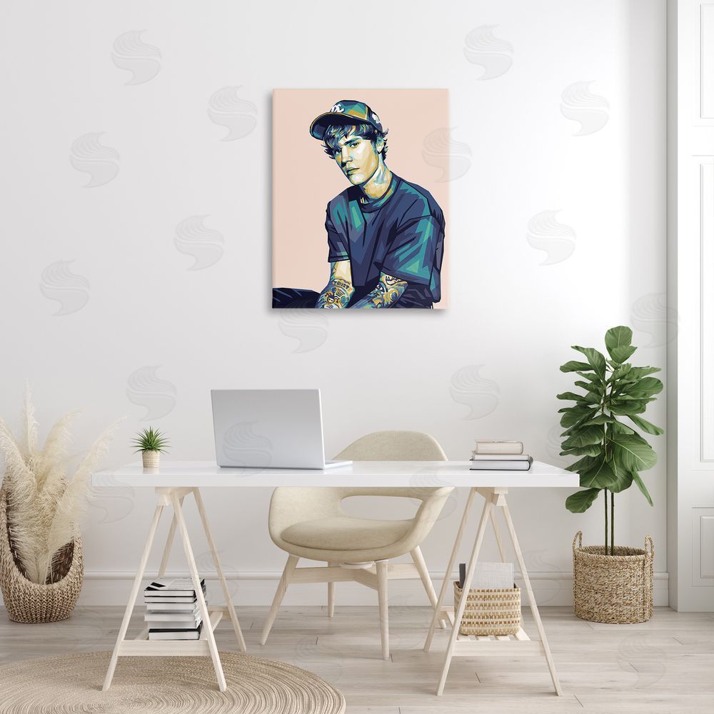 Birch & Ink Justin with Peach Hues Canvas Wall Art Print in Room