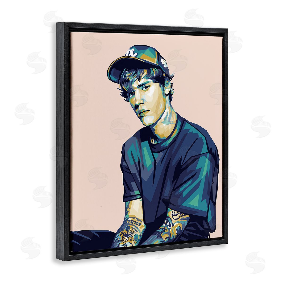 Birch & Ink Justin with Peach Hues Black Floating Frame Canvas Wall Art Print