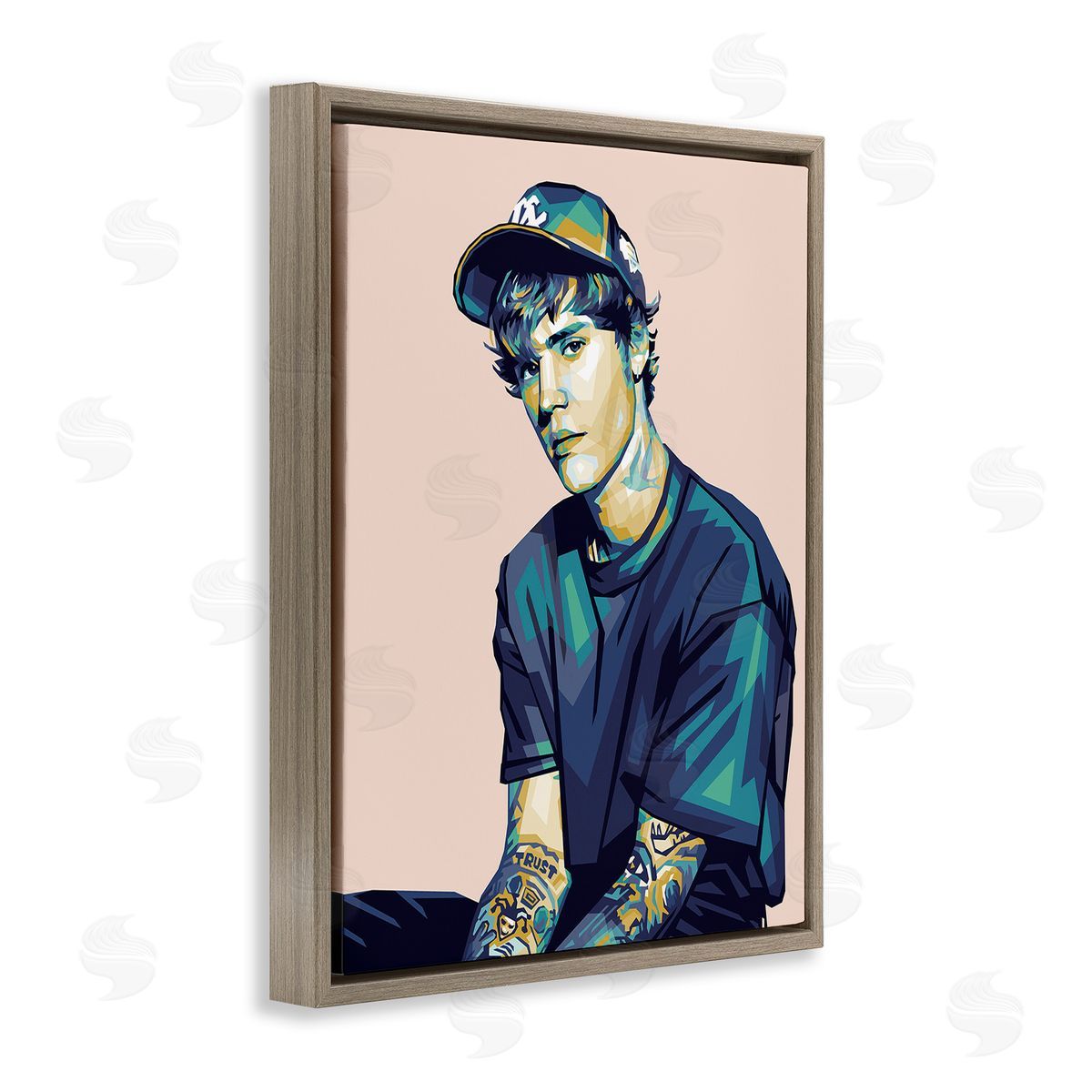 Birch & Ink Justin with Peach Hues Brown Floating Frame Canvas Wall Art Print