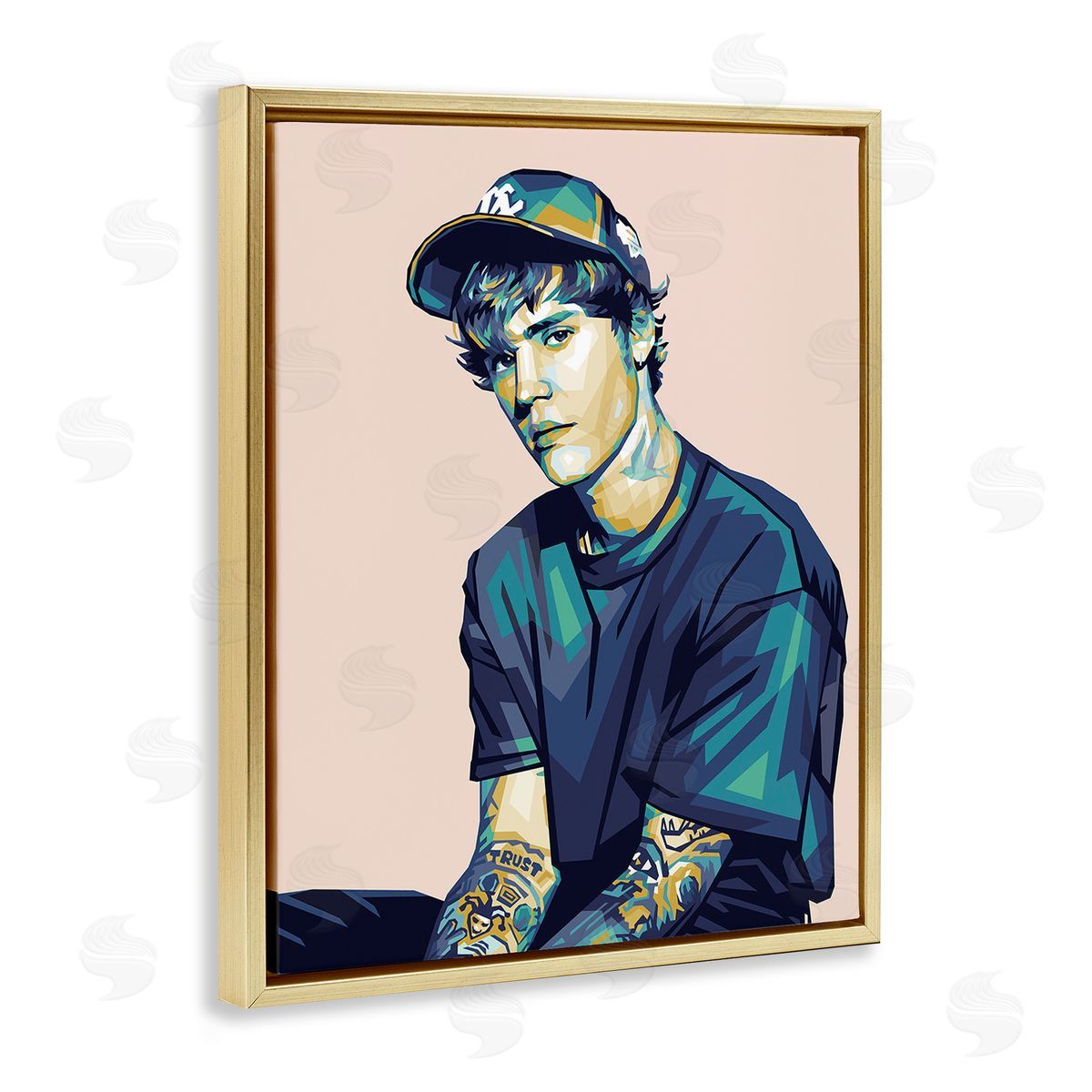 Birch & Ink Justin with Peach Hues Gold Floating Frame Canvas Wall Art Print