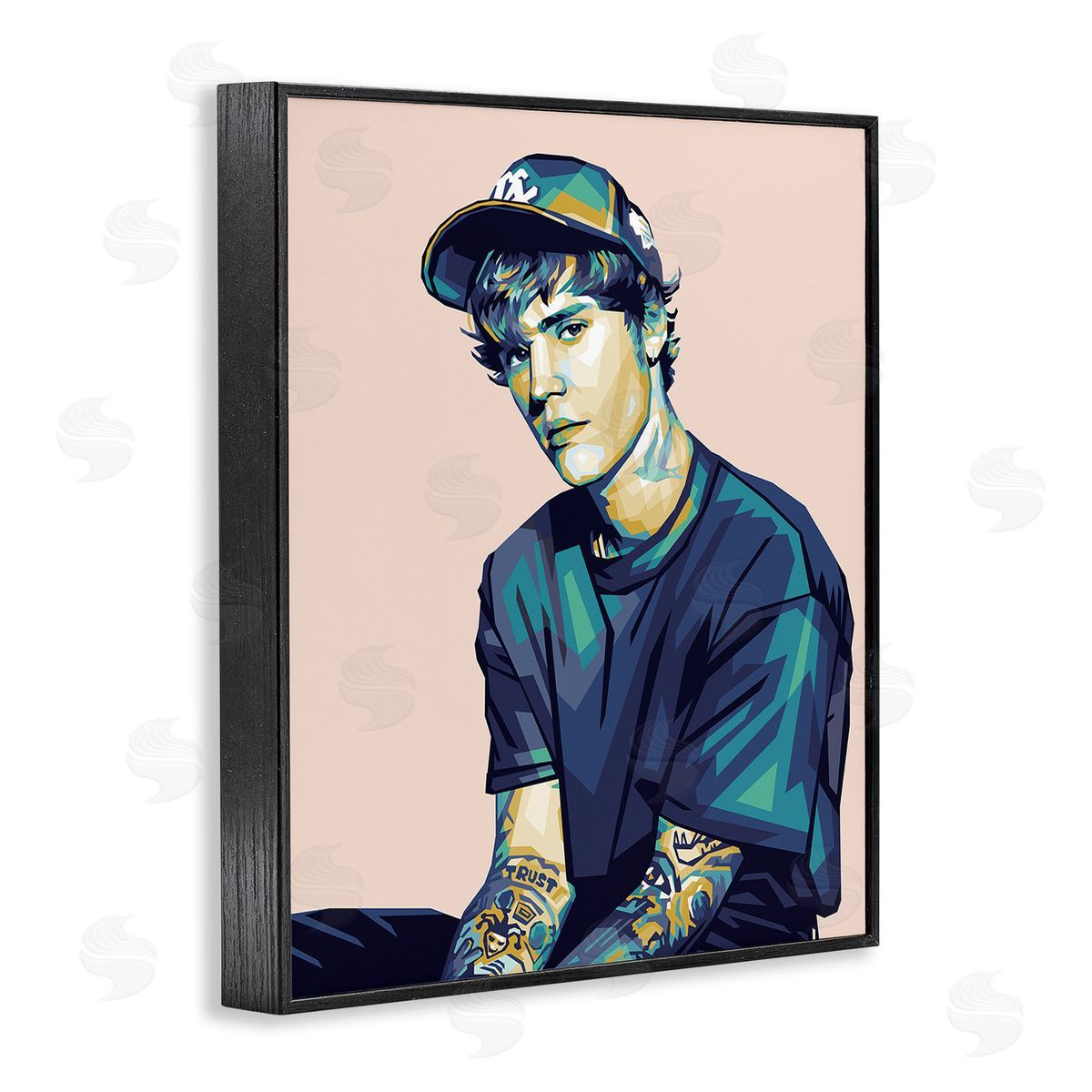 Birch & Ink Justin with Peach Hues Black Framed Giclee Wall Art Print