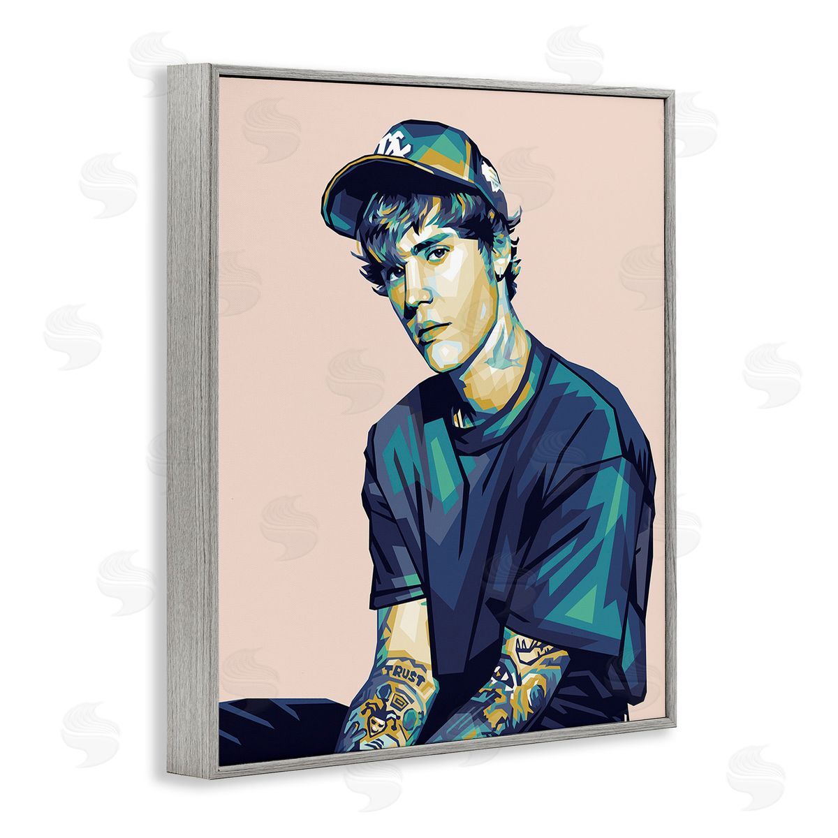 Birch & Ink Justin with Peach Hues Gray Framed Giclee Wall Art Print
