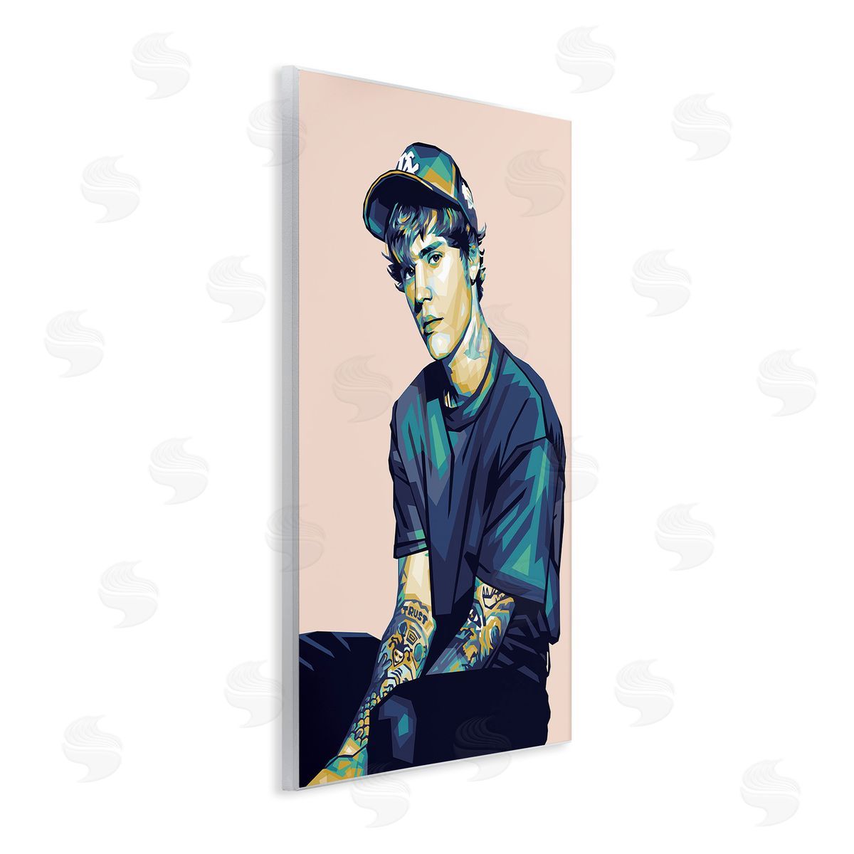 Birch & Ink Justin with Peach Hues Wooden Wall Plaque Art Print