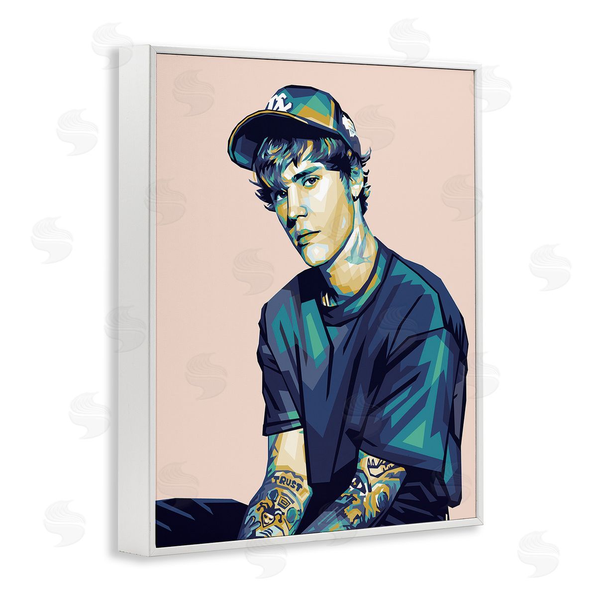 Birch & Ink Justin with Peach Hues White Framed Giclee Wall Art Print