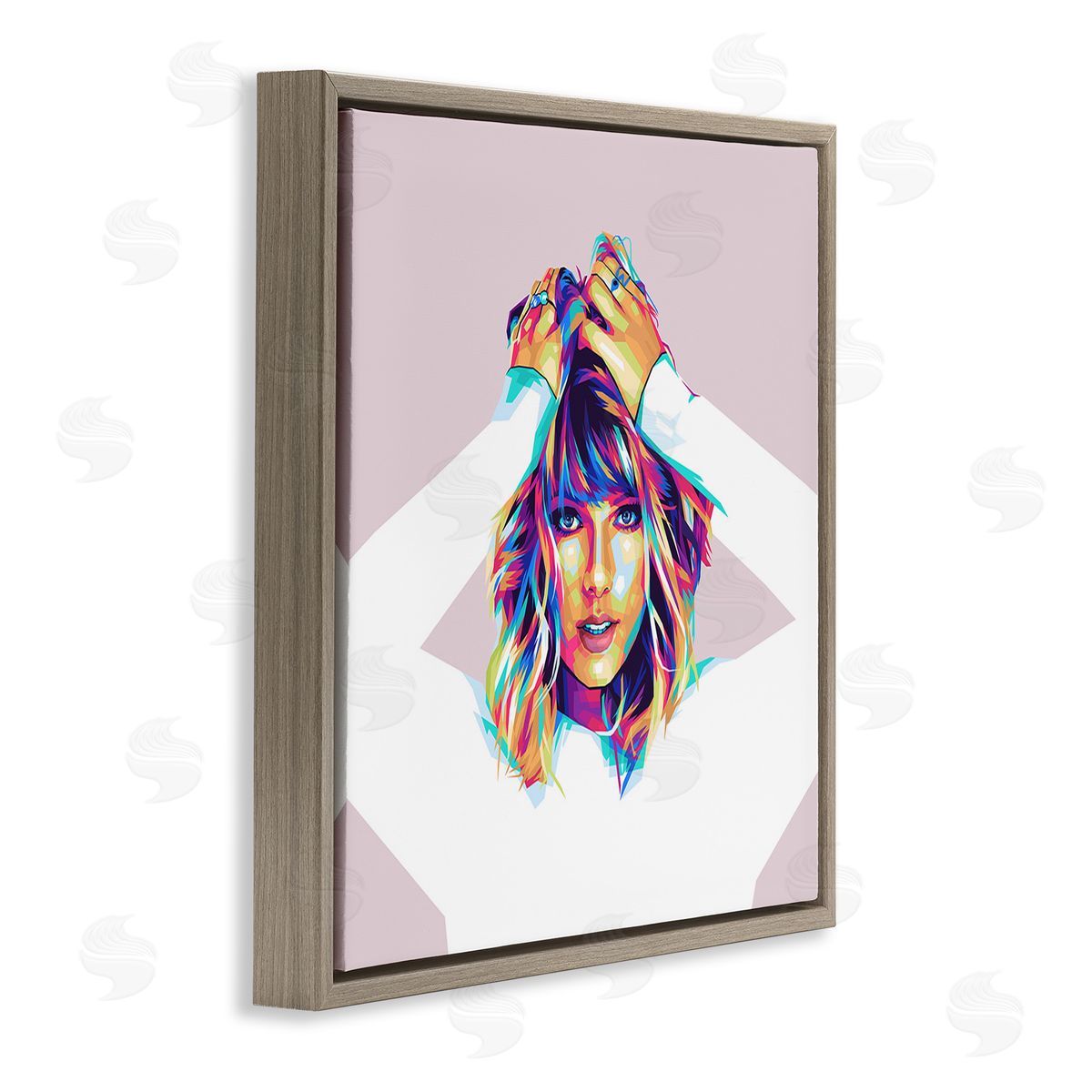 Birch & Ink Taylor with Bold Hues Brown Floating Frame Canvas Wall Art Print