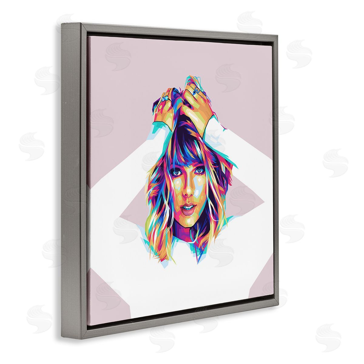 Birch & Ink Taylor with Bold Hues Gray Floating Frame Canvas Wall Art Print