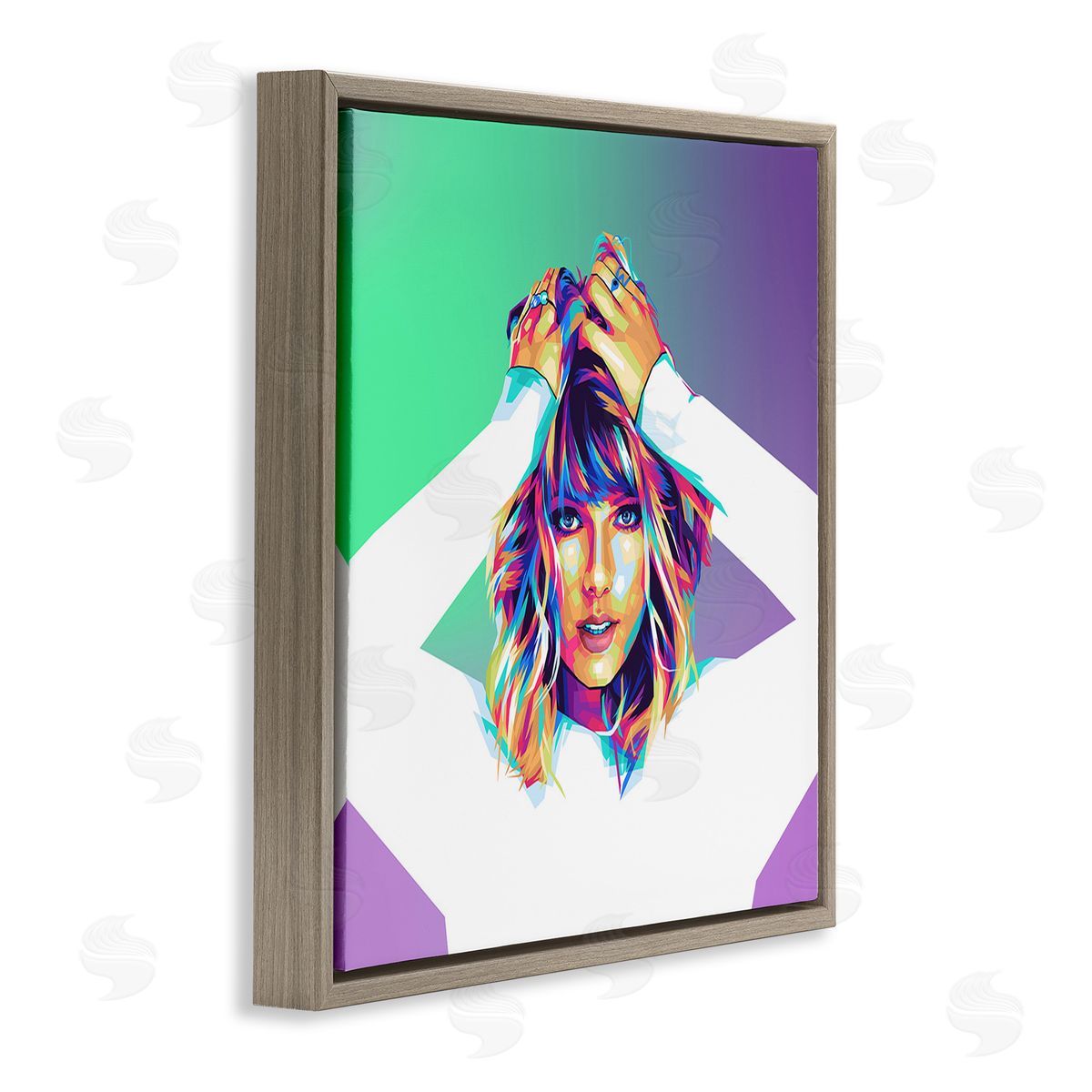 Birch & Ink Pop Musician Woman Brown Floating Frame Canvas Wall Art Print