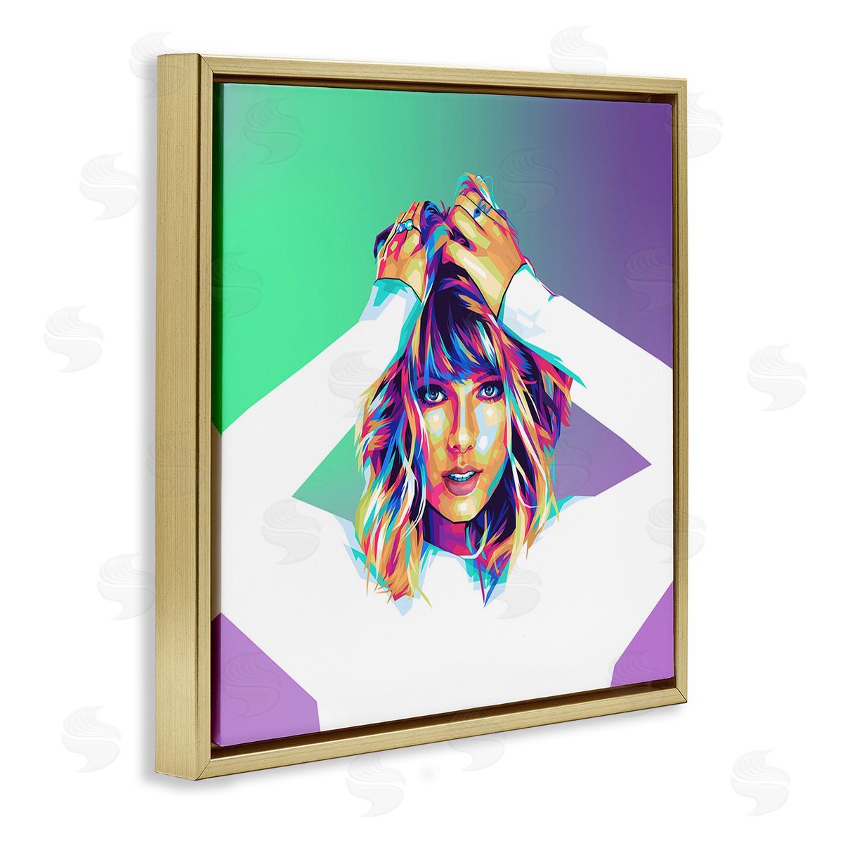 Birch & Ink Pop Musician Woman Gold Floating Frame Canvas Wall Art Print