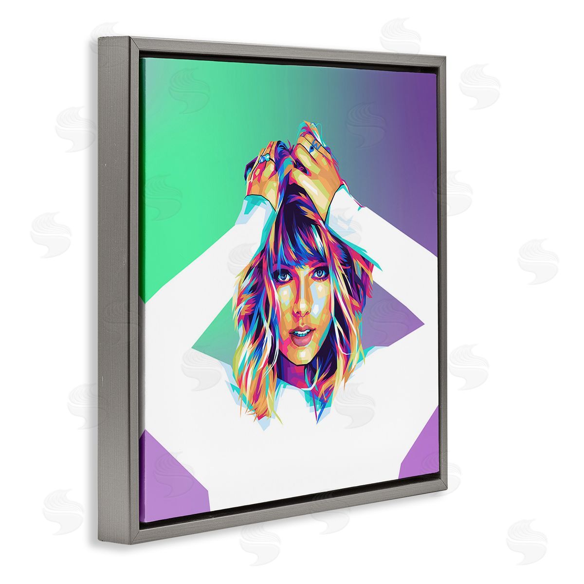 Birch & Ink Pop Musician Woman Gray Floating Frame Canvas Wall Art Print