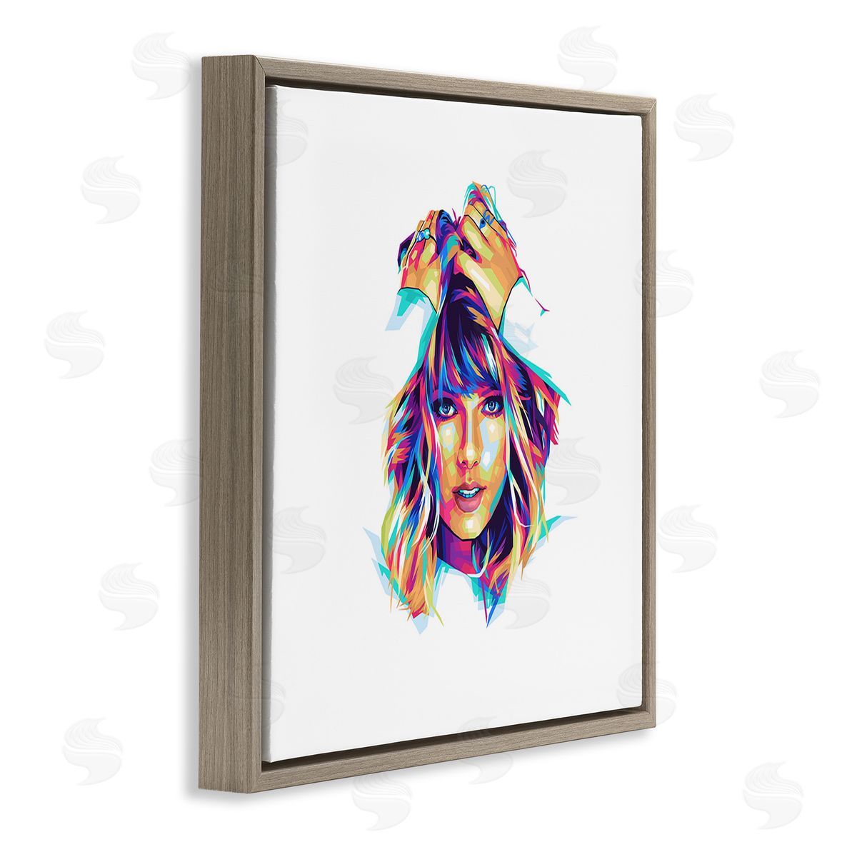 Birch & Ink Bold Taylor on White Brown Floating Frame Canvas Wall Art Print