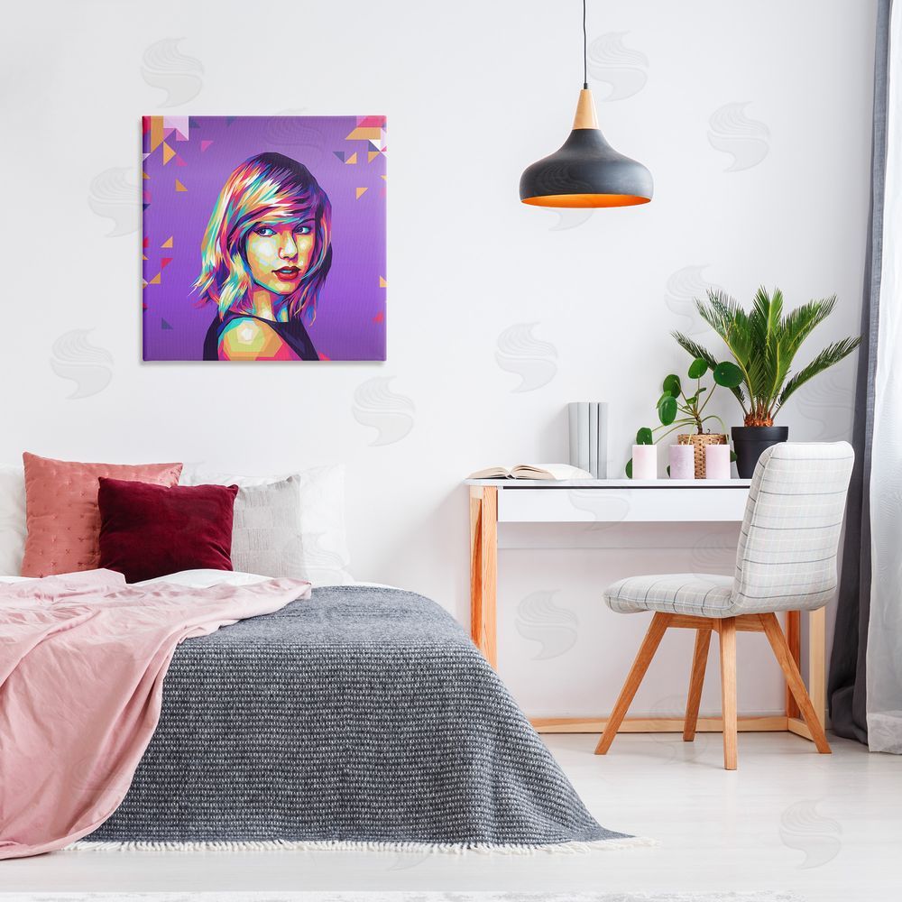 Birch & Ink Pop Icon on Purple Canvas Wall Art Print in Room