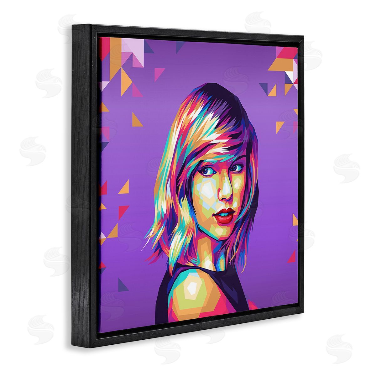 Birch & Ink Pop Icon on Purple Black Floating Frame Canvas Wall Art Print