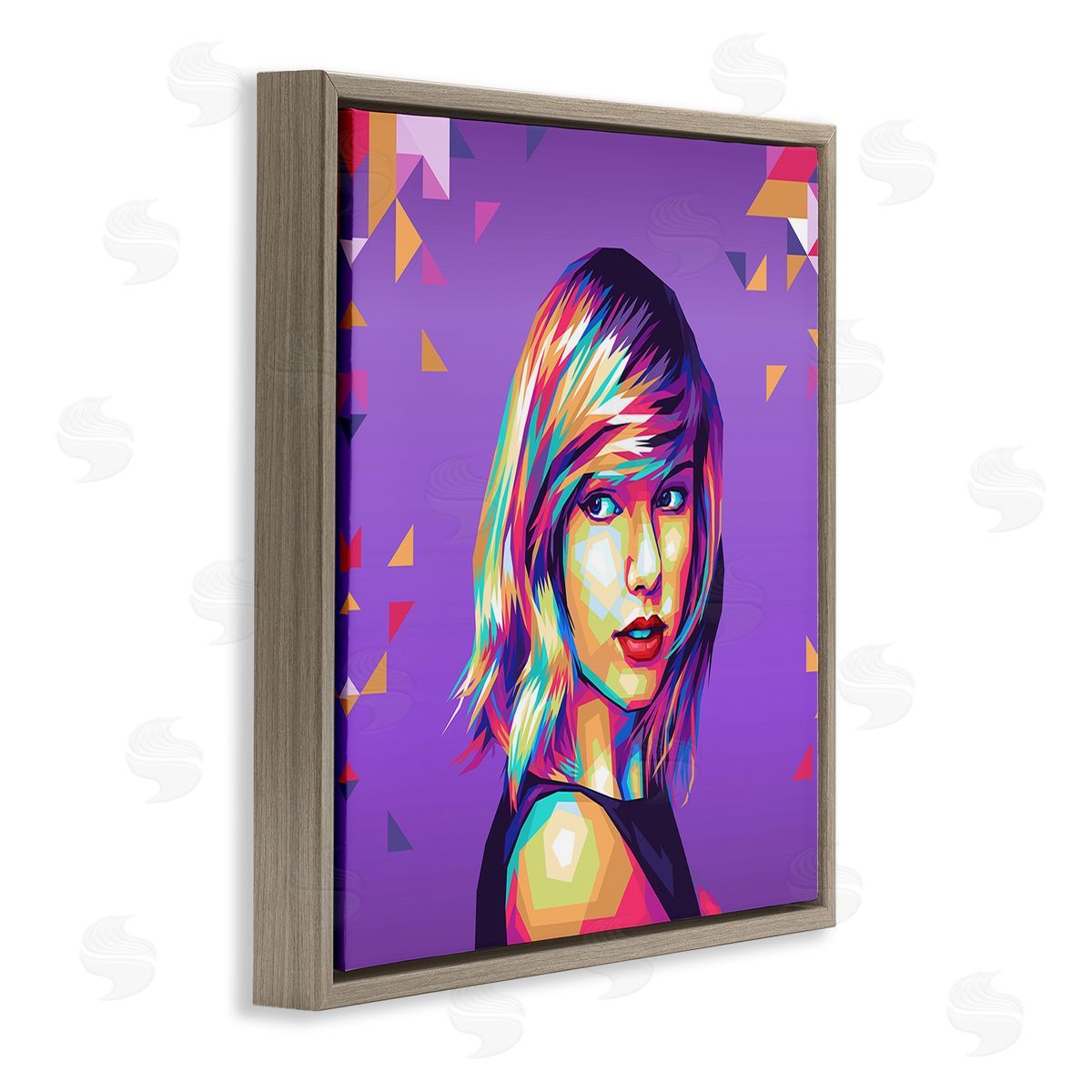 Birch & Ink Pop Icon on Purple Brown Floating Frame Canvas Wall Art Print