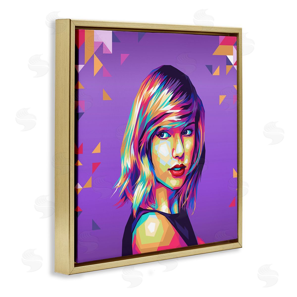 Birch & Ink Pop Icon on Purple Gold Floating Frame Canvas Wall Art Print