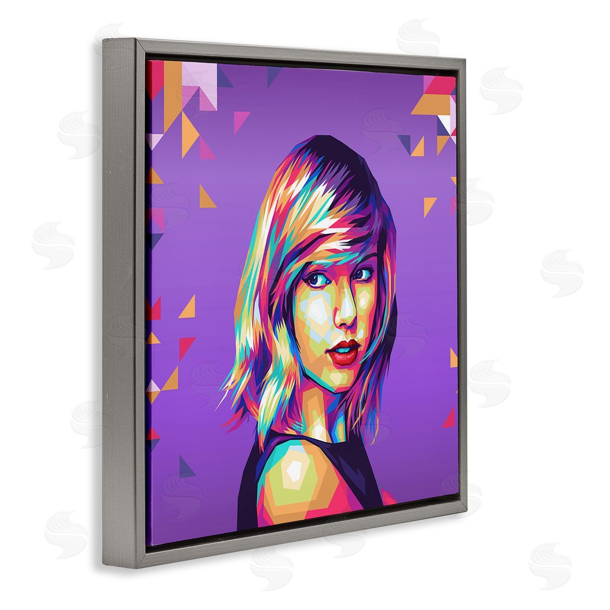 Birch & Ink Pop Icon on Purple Gray Floating Frame Canvas Wall Art Print