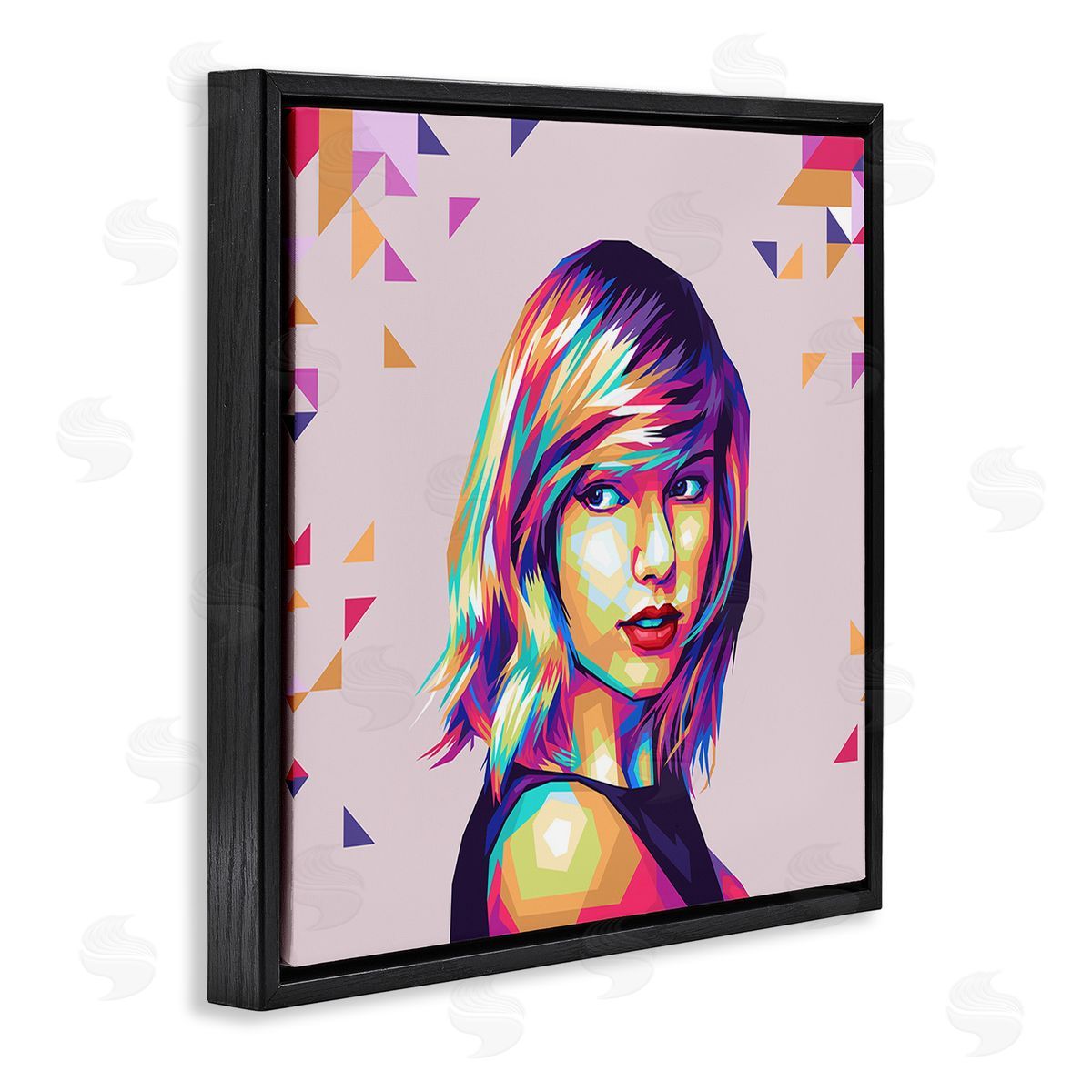 Birch & Ink Pop Icon with Pattern Black Floating Frame Canvas Wall Art Print