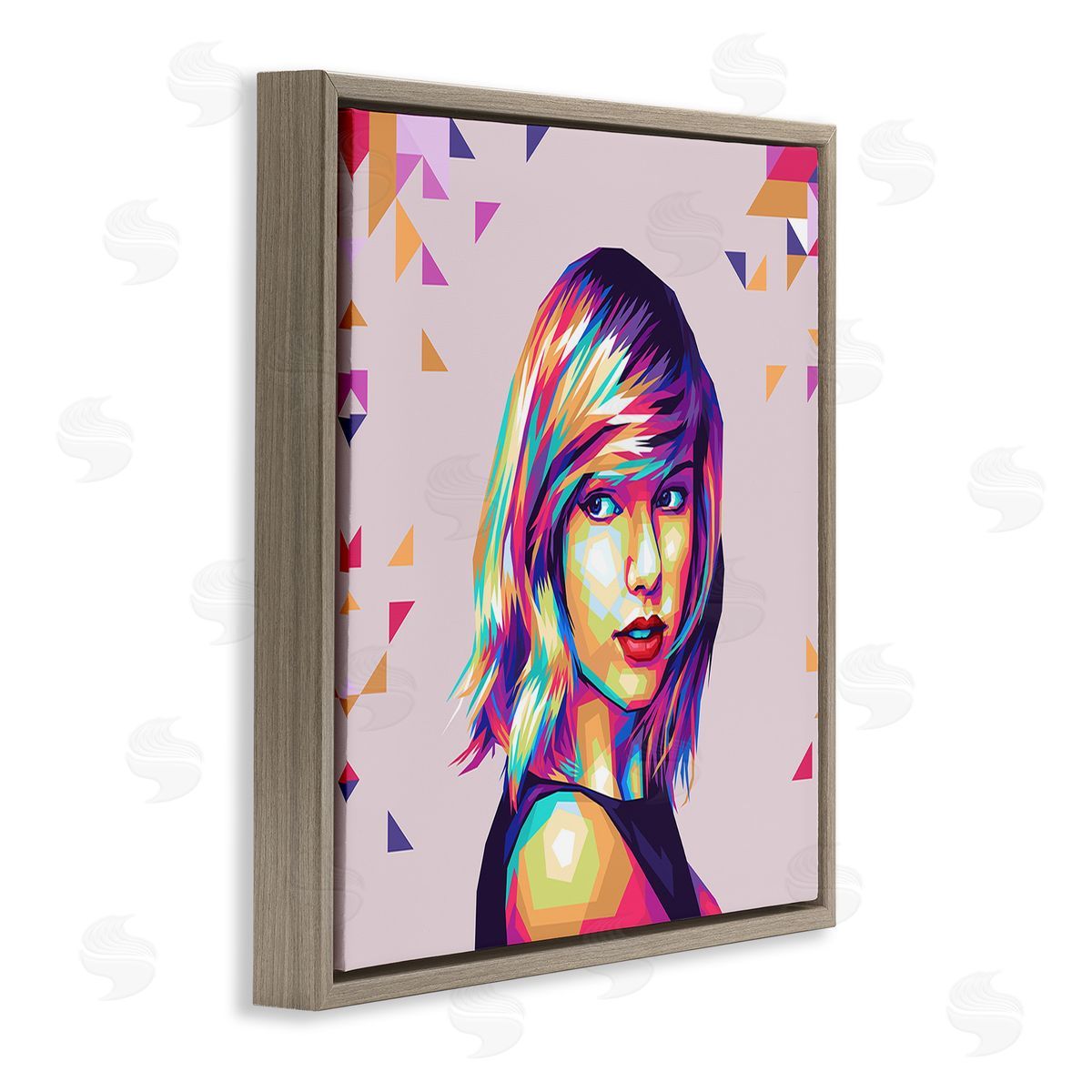 Birch & Ink Pop Icon with Pattern Brown Floating Frame Canvas Wall Art Print