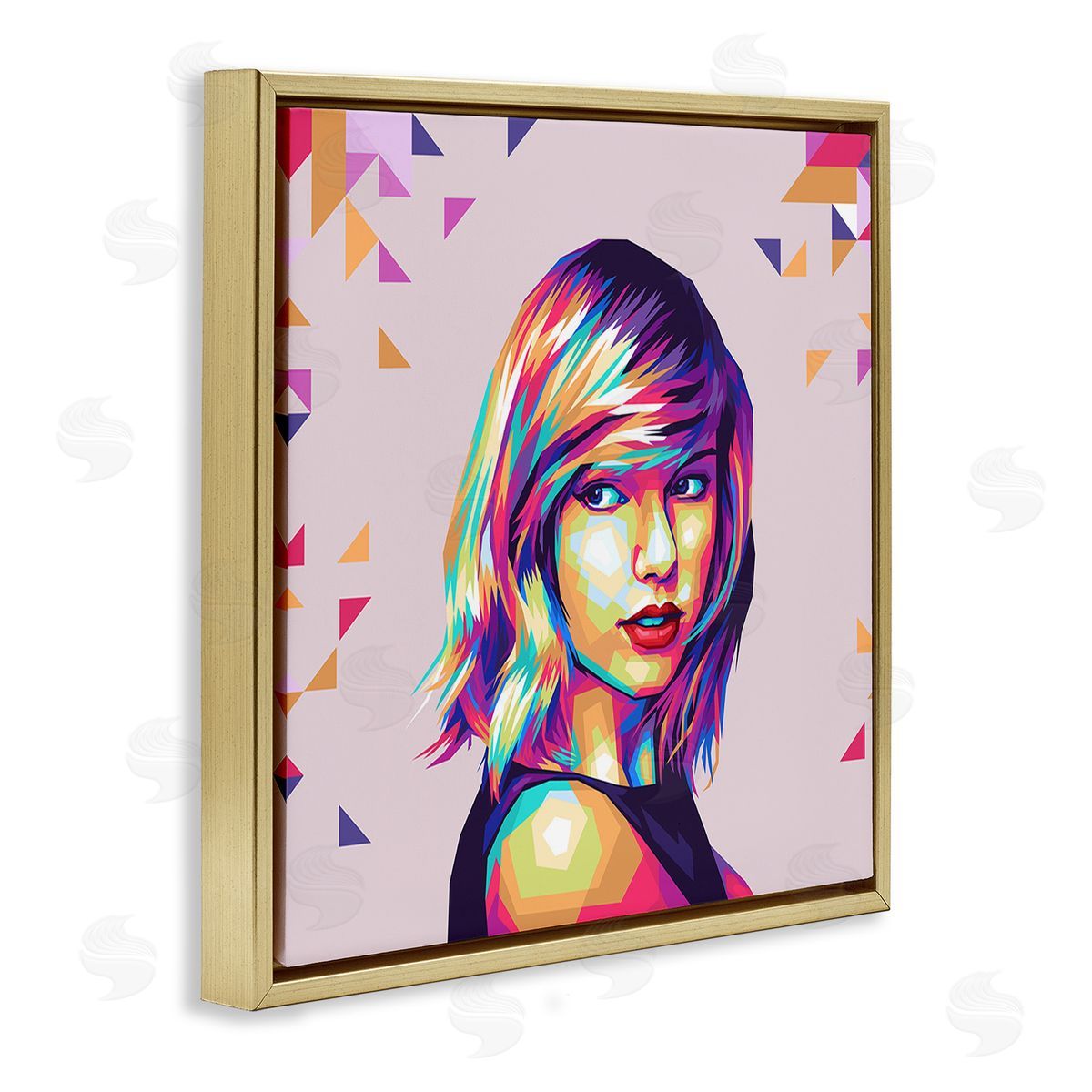 Birch & Ink Pop Icon with Pattern Gold Floating Frame Canvas Wall Art Print