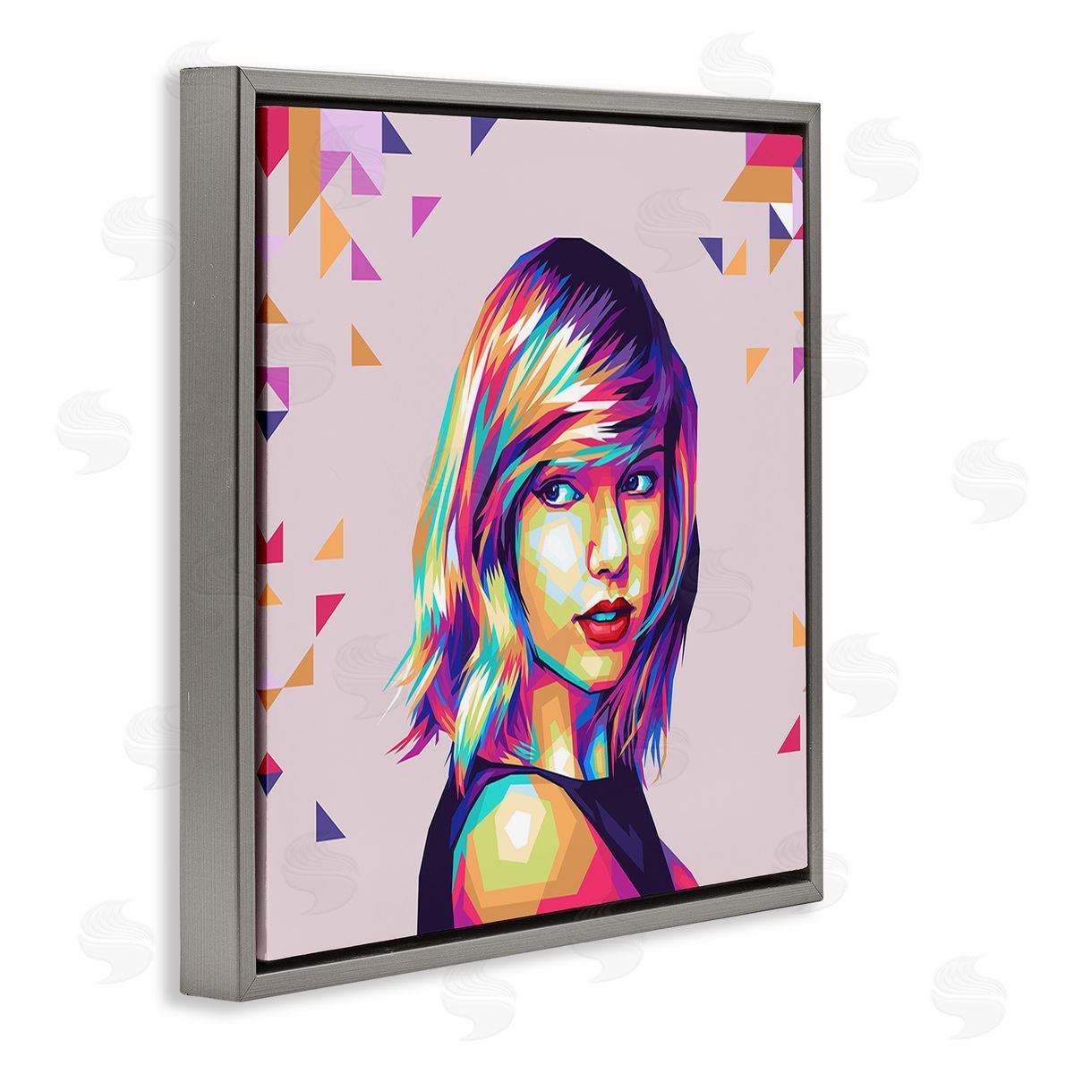 Birch & Ink Pop Icon with Pattern Gray Floating Frame Canvas Wall Art Print