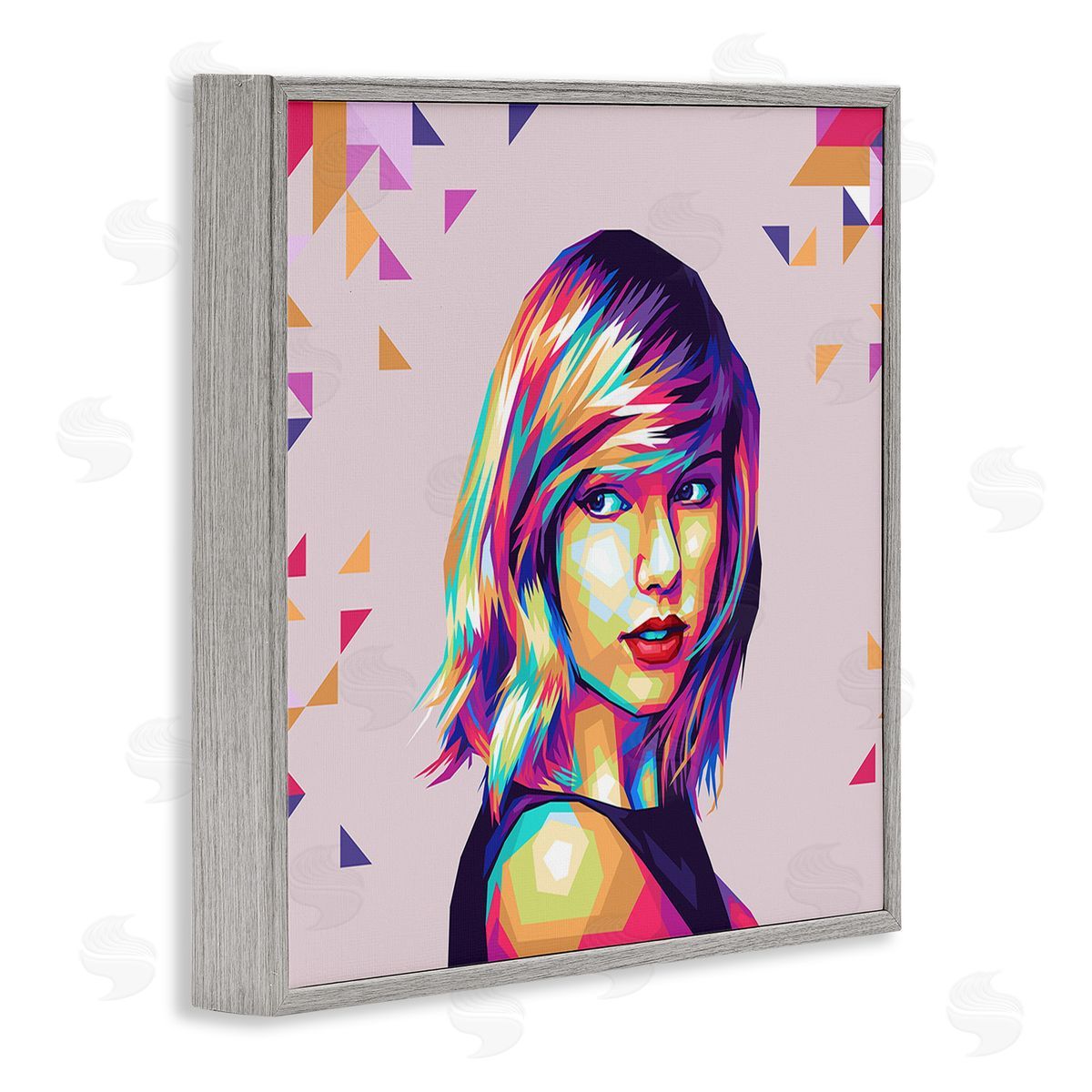 Birch & Ink Pop Icon with Pattern Gray Framed Giclee Wall Art Print