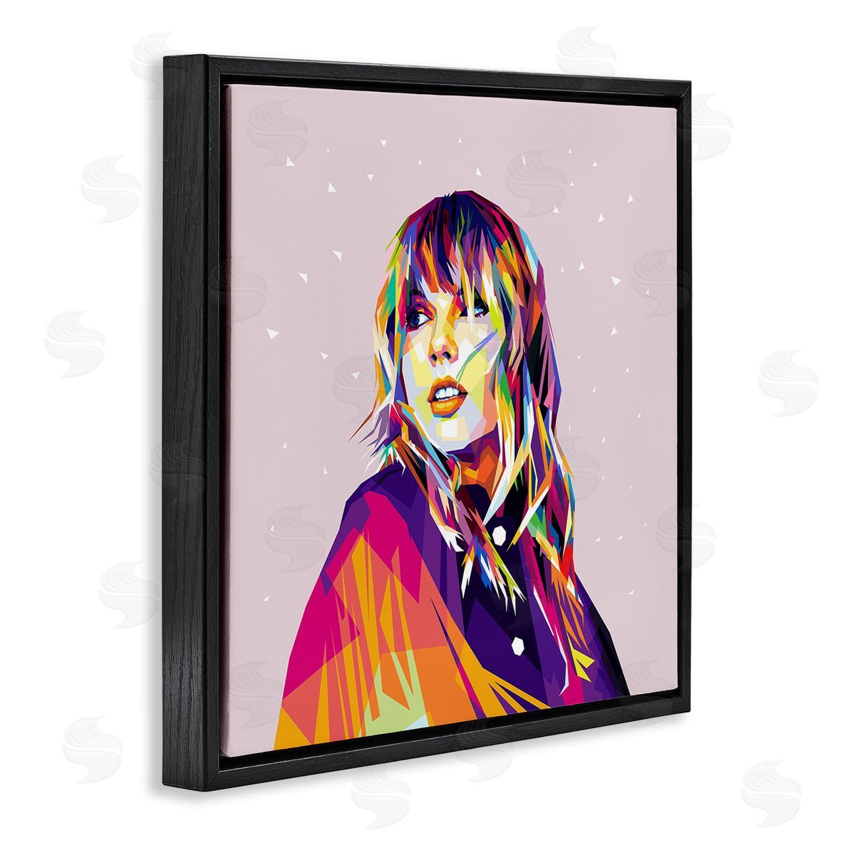 Birch & Ink Geometric Pattern Taylor Black Floating Frame Canvas Wall Art Print