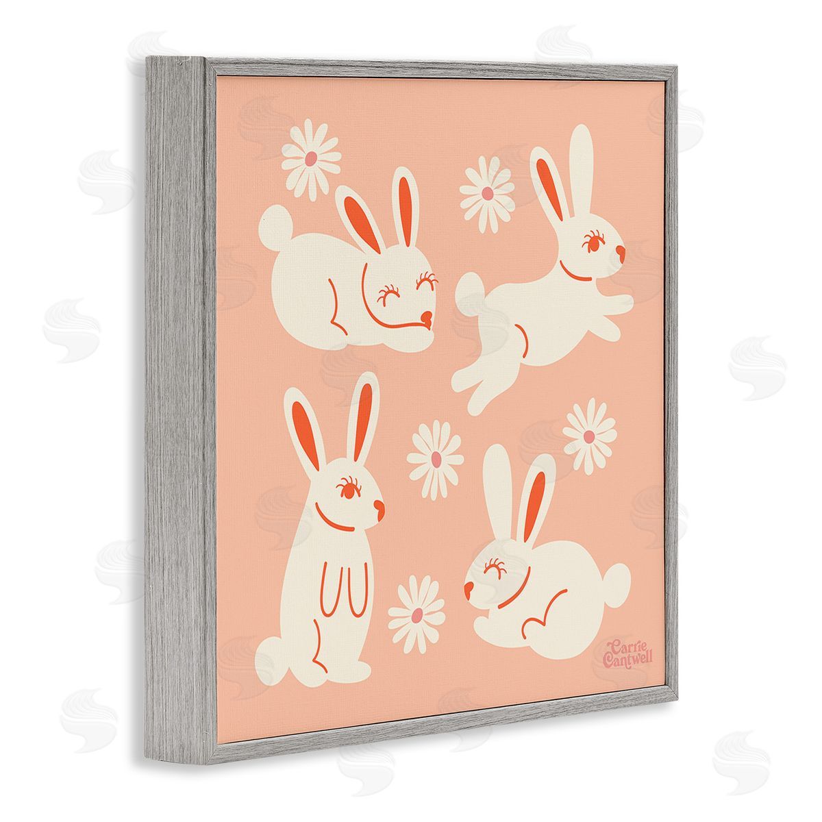 Carrie Cantwell Minimal Rabbits Pattern Gray Framed Giclee Wall Art Print