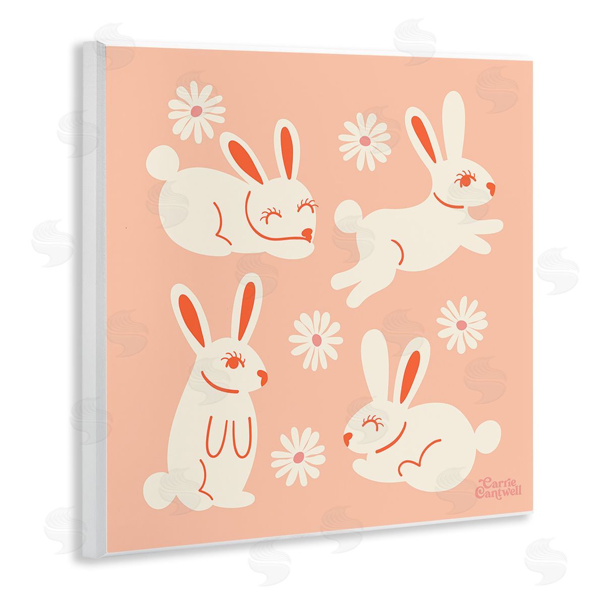 Carrie Cantwell Minimal Rabbits Pattern Wooden Wall Plaque Art Print