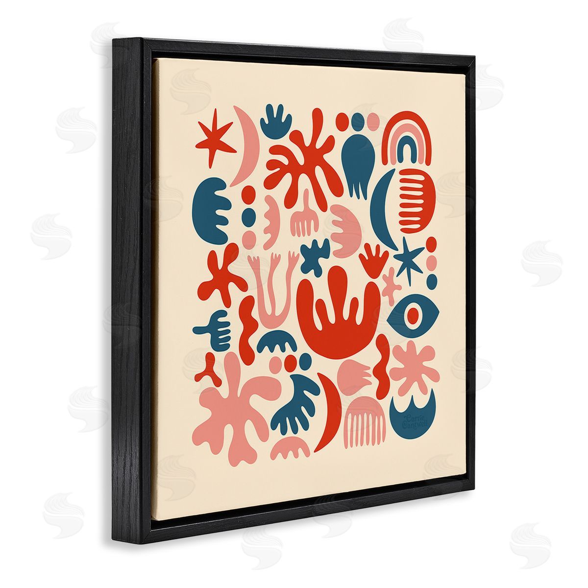 Carrie Cantwell Abstract Shapes Arrangement Black Floating Frame Canvas Wall Art Print