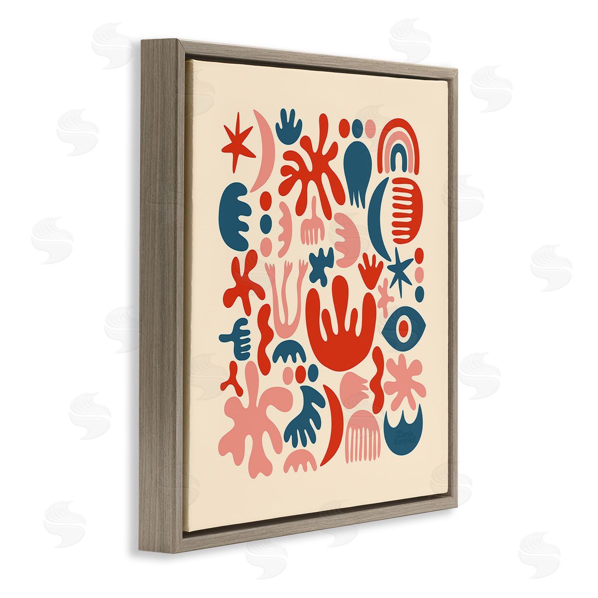 Carrie Cantwell Abstract Shapes Arrangement Brown Floating Frame Canvas Wall Art Print