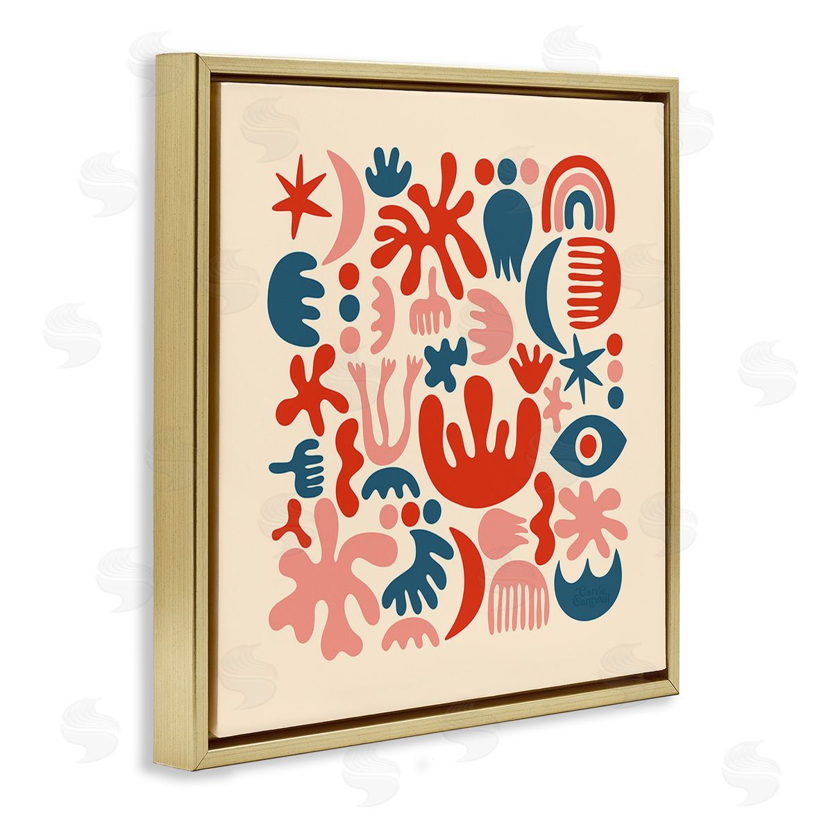 Carrie Cantwell Abstract Shapes Arrangement Gold Floating Frame Canvas Wall Art Print