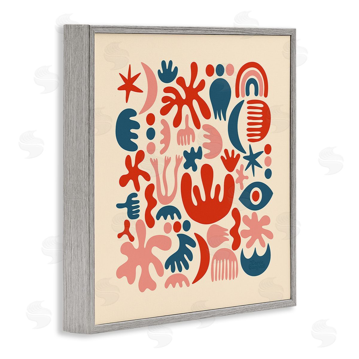 Carrie Cantwell Abstract Shapes Arrangement Gray Framed Giclee Wall Art Print
