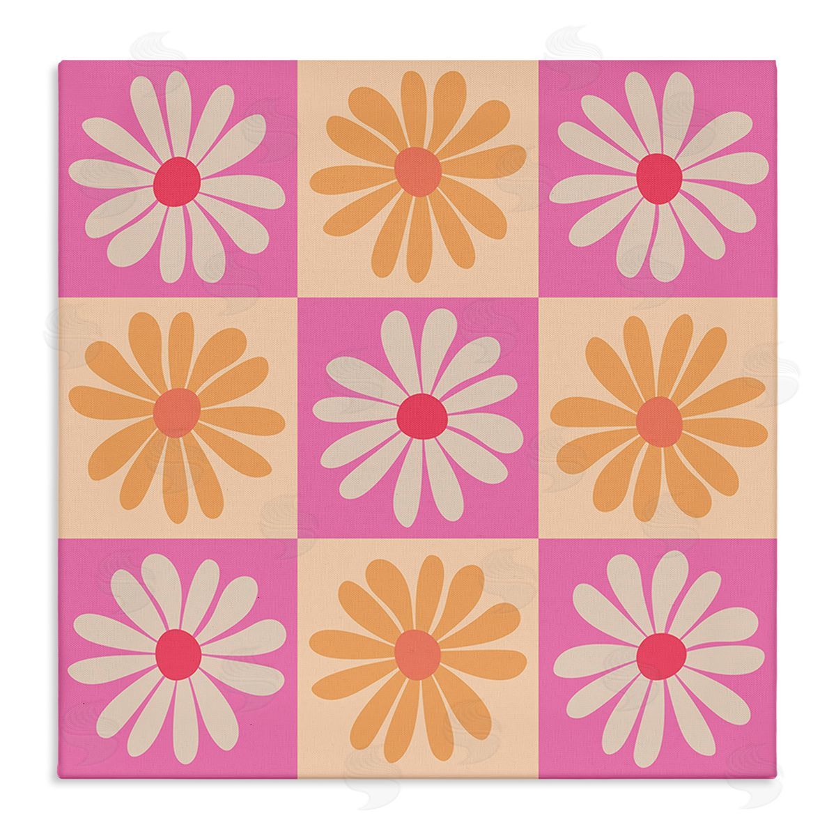 Carrie Cantwell Checkered Flower Pattern Canvas Wall Art Print