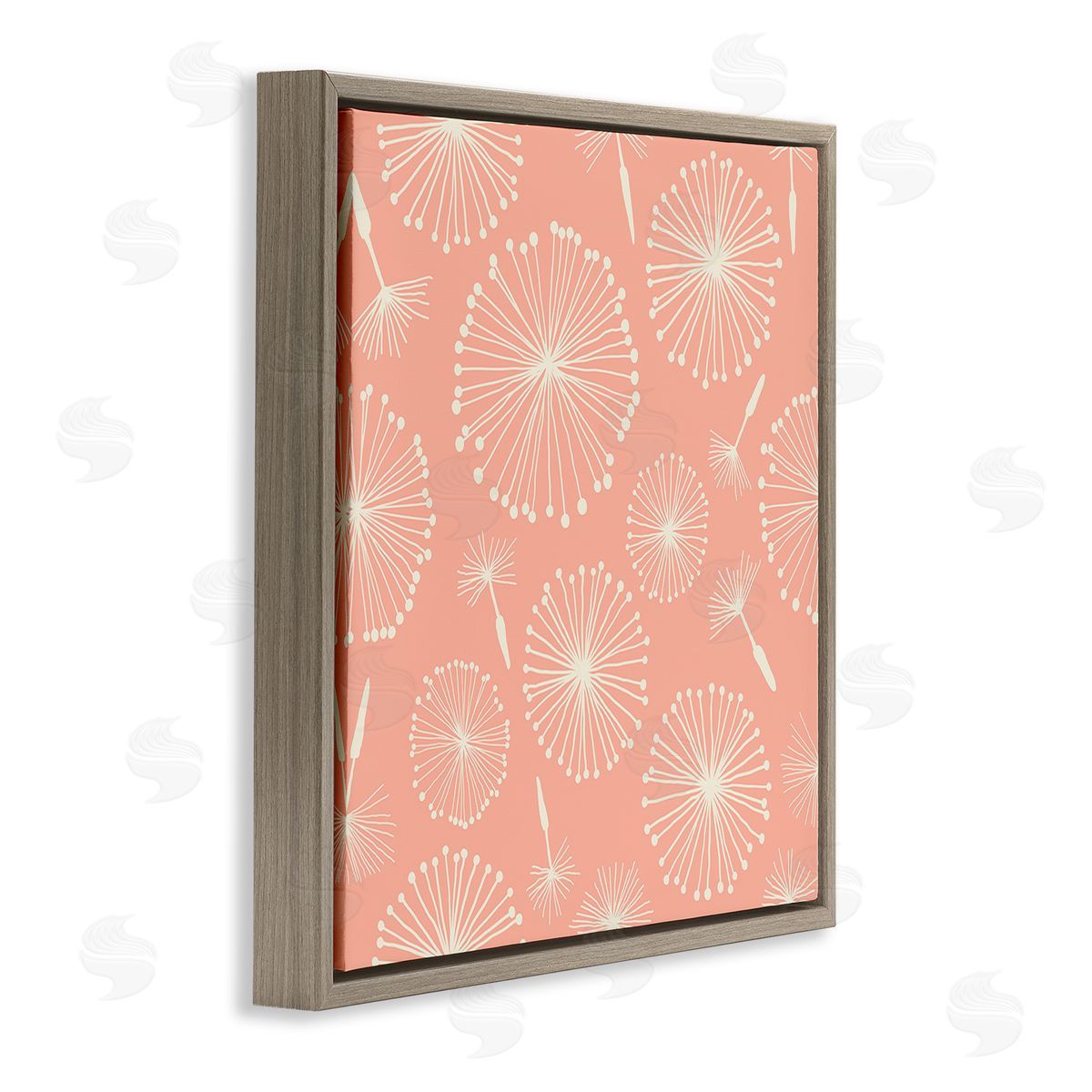 Carrie Cantwell Dandelions on Blush Brown Floating Frame Canvas Wall Art Print