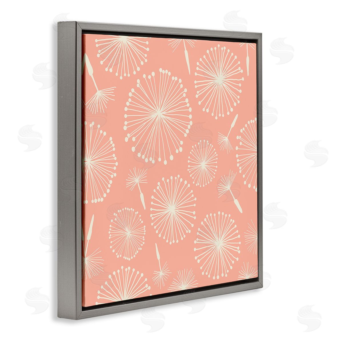 Carrie Cantwell Dandelions on Blush Gray Floating Frame Canvas Wall Art Print