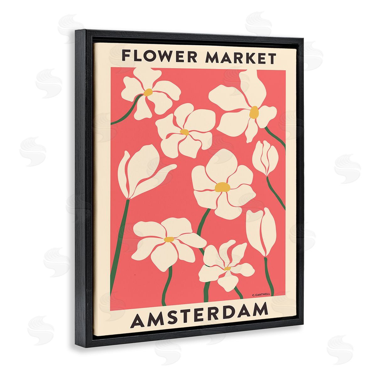 Carrie Cantwell Amsterdam Flower Market Black Floating Frame Canvas Wall Art Print