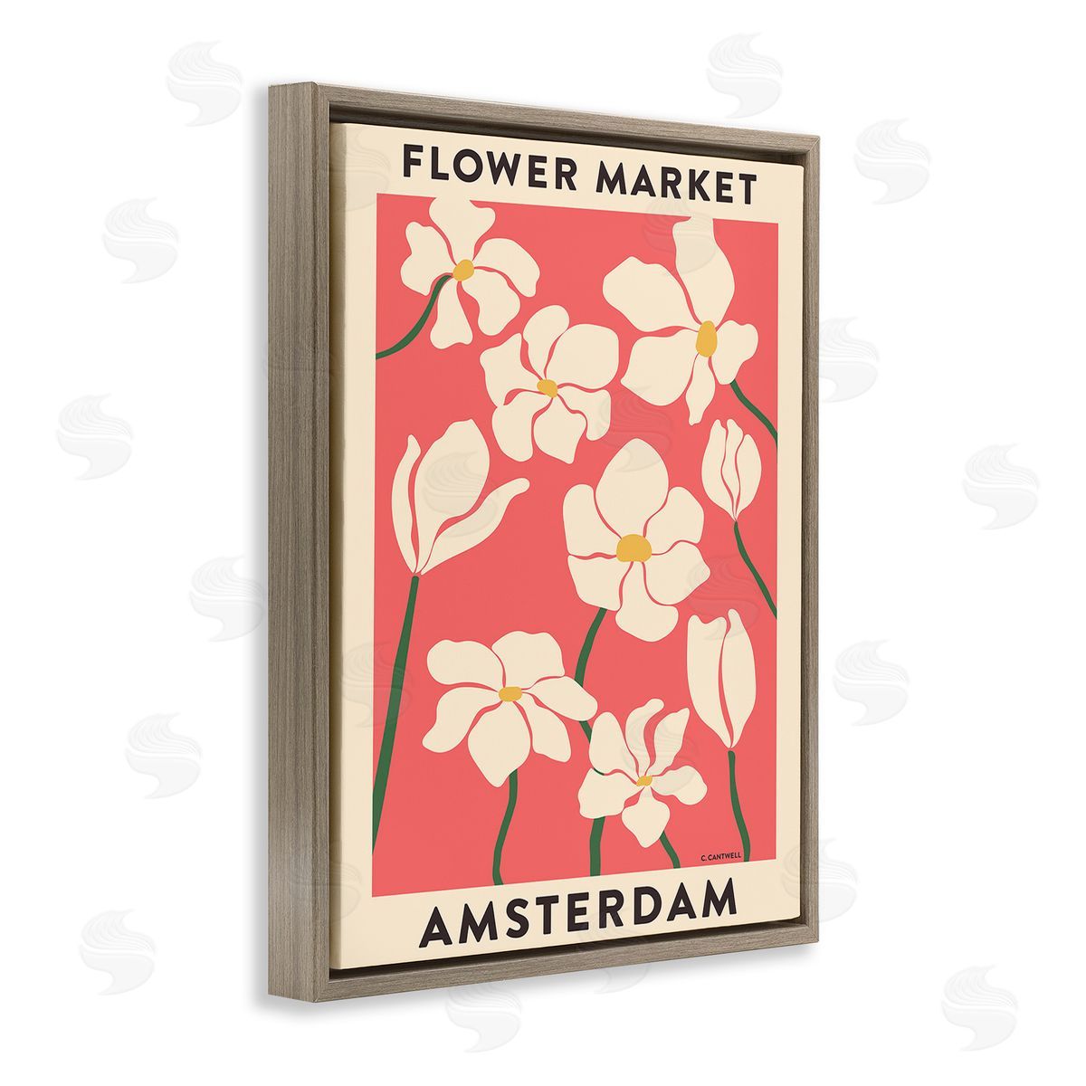 Carrie Cantwell Amsterdam Flower Market Brown Floating Frame Canvas Wall Art Print