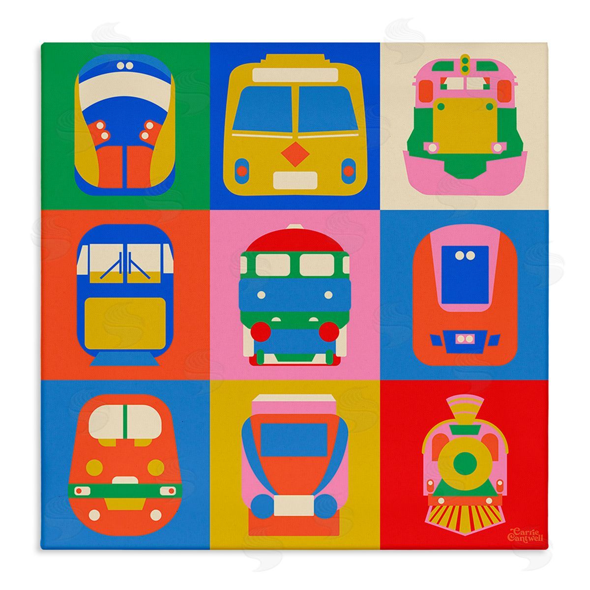 Carrie Cantwell Various Bold Vehicles Canvas Wall Art Print
