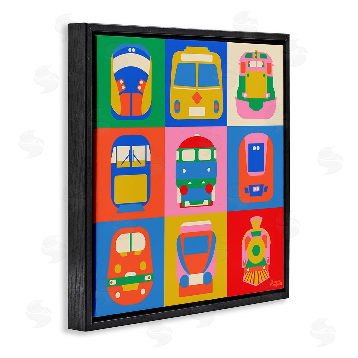 Carrie Cantwell Various Bold Vehicles Black Floating Frame Canvas Wall Art Print