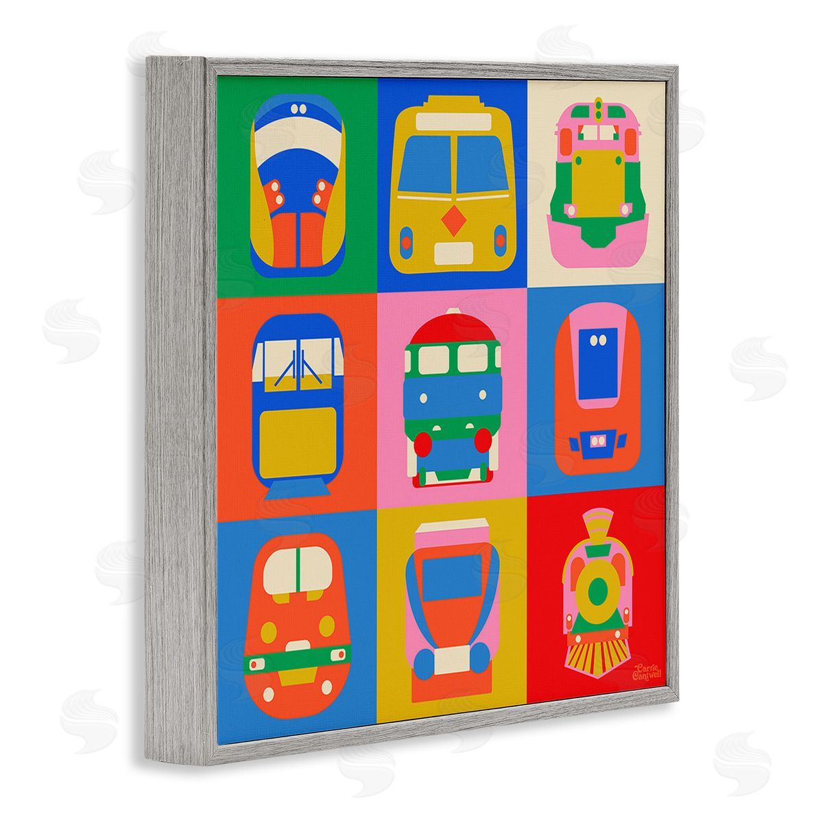 Carrie Cantwell Various Bold Vehicles Gray Framed Giclee Wall Art Print