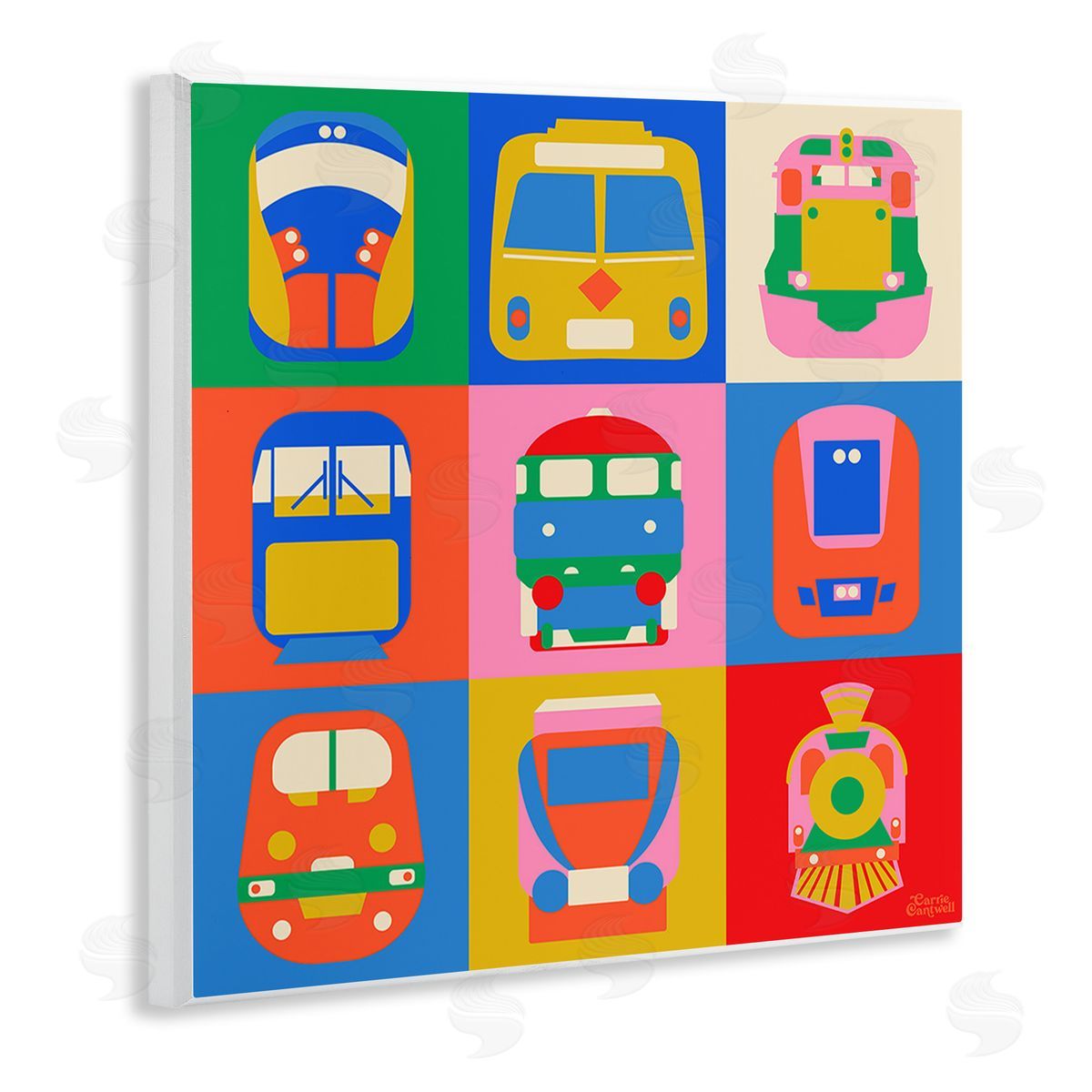 Carrie Cantwell Various Bold Vehicles Wooden Wall Plaque Art Print