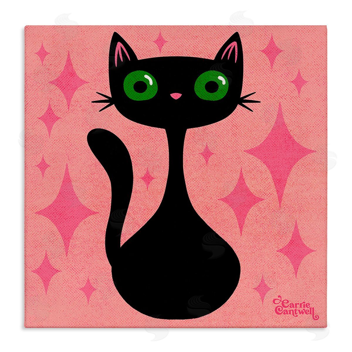 Carrie Cantwell Cat with Pink Diamonds Canvas Wall Art Print
