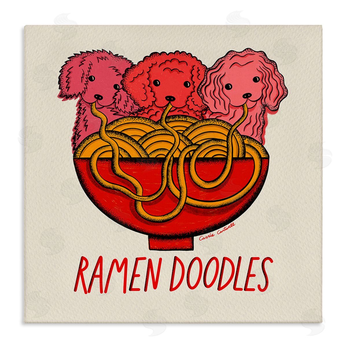 Carrie Cantwell Funny Ramen Doodles Canvas Wall Art Print