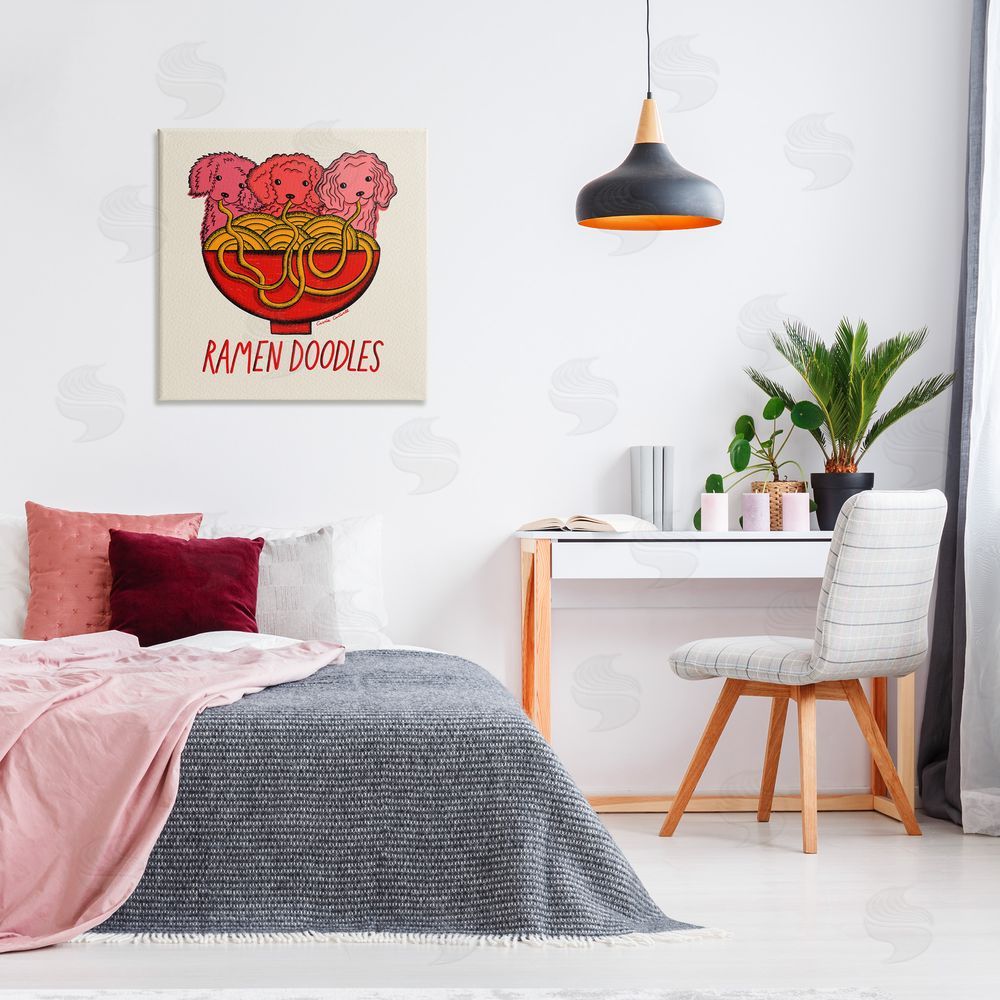 Carrie Cantwell Funny Ramen Doodles Canvas Wall Art Print in Room