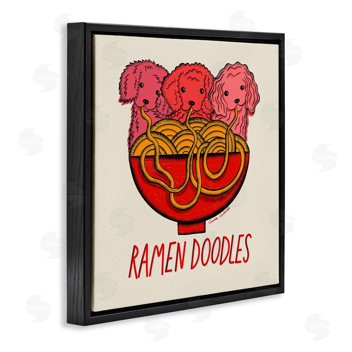 Carrie Cantwell Funny Ramen Doodles Black Floating Frame Canvas Wall Art Print