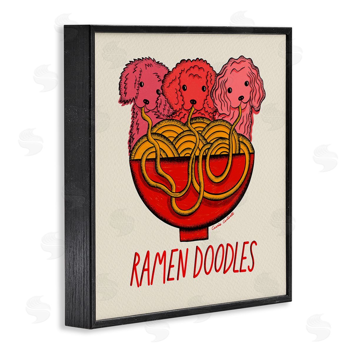 Carrie Cantwell Funny Ramen Doodles Black Framed Giclee Wall Art Print